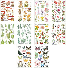 10 Sheets Rub on Transfers for Crafts Vintage Rub on Transfer Stickers Flower Pl