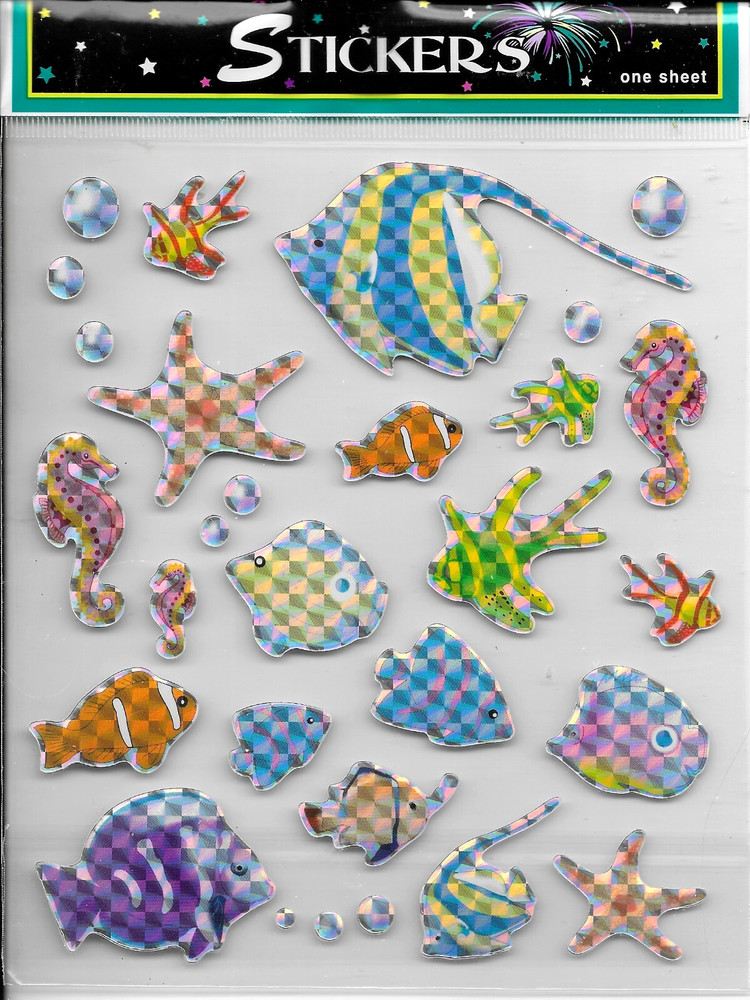 TROPICAL FISH Clown Angel Sea Horse Starfish Ocean Beach Nicole Laser Stickers