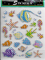 TROPICAL FISH Clown Angel Sea Horse Starfish Ocean Beach Nicole Laser Stickers