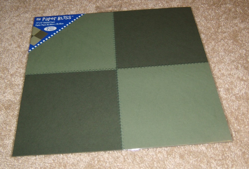 Westrim Paper Bliss 12×12 Stitched Paper Pack ~ Forest Green Squares. NIP