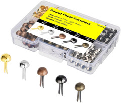 Brads for Paper Crafts, 200Pcs Multicolor Metal Paper Fasteners, 8X17Mm