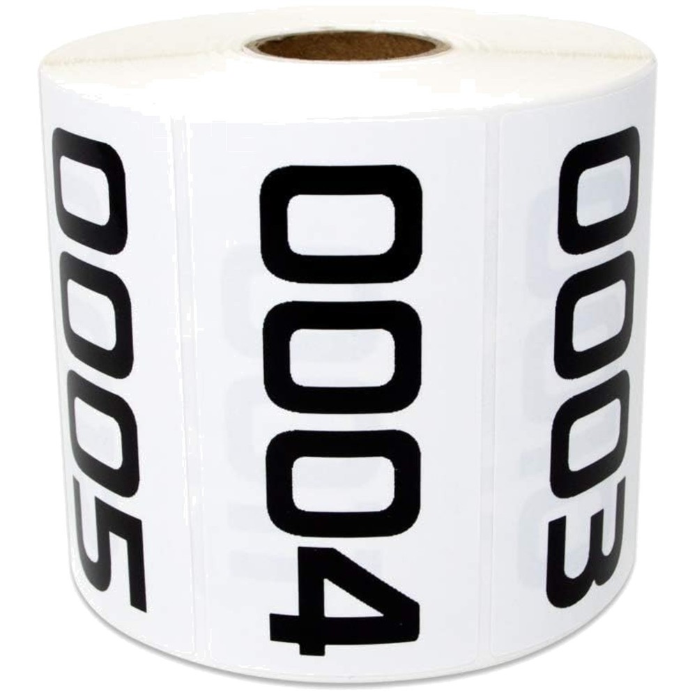 Large Consecutive Number Stickers 0001-1000 | 3×1.5 Inch