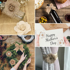 32 PCS Natural Burlap Flowers Set, Burlap Bows and Scrapbook Embellishments for