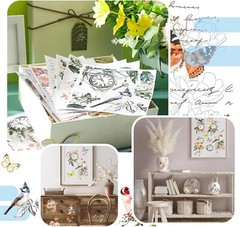 Vintage Botanical Rub on Transfer Stickers for Home Decor – Set of 12 Sheets