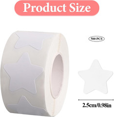 500 Pcs White Star Stickers Roll, 1 Inch Self-Adhesive Small Stars Labels Waterp