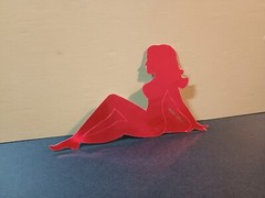 Vintage Stickers MUD FLAP GIRL Glossy Foil Vending Sticker VTG PVI Red 01