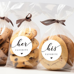 120 Sets of Wedding Favor Stickers with Cookie Bags for Bridal Showers