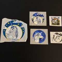 Vintage 1980s Regular Size Prism Unicorn Stickers – lot of 5