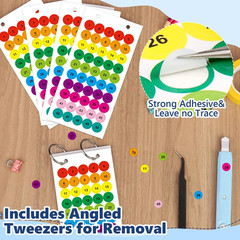 1000 Pcs Consecutive Number Stickers 1-50 20 Sheets 0.4 Inch Colorful Small roun
