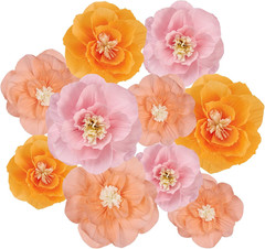 Crepe Paper Flowers, 10 Pcs Orange Pink Paper Flowers 12″ Handcrafted Flowers fo