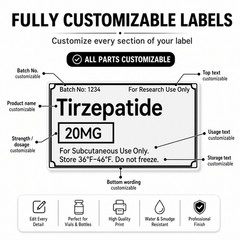 Customizable Silver Peptide Vial Labels for 3ml Vials- Set of 20 labels!