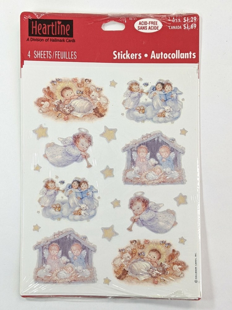 VTG Cherub Angel Baby Sticker Sheets Heartline Hallmark NEW
