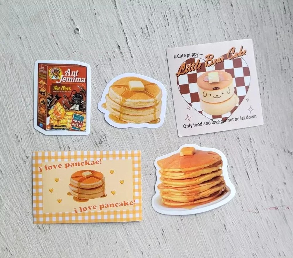Breakfast Pancake Stickers Food and Drink Bread and Butter Lot of 5 Pc Pcs
