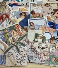 Handmade scrapbooking mixed lot vintage travel flower ticket paper ephemera