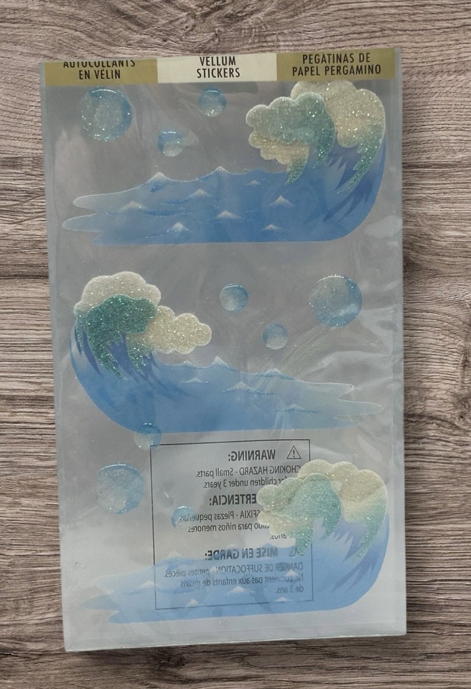 Jolee’s Boutique Waves Water Dimensional Vellum Stickers NEW