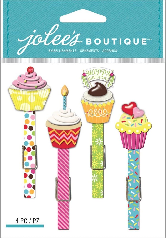 Jolee’s Boutique Embellishments – CUPCAKE CLIPS – 4 pcs