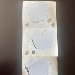 Vtg Mrs Grossman’s Rain Cloud Stickers White & Silver Metallic Rain Drops