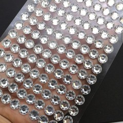 3 Sheets Clear Bling Round Rhinestones Gems Self-Adhesive Sticker Flat Back