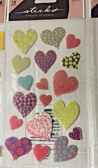 3 Sheets STICKO STICKERS (classic and vellum)–Hearts, Flowers, Presents–New