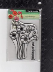 New Penny Black Rubber Stamp clear WILDFLOWER THINKING OF YOU