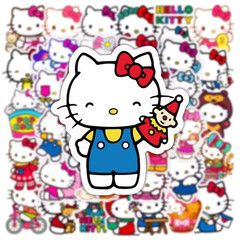 50pc HELLO KITTY – POPCORN Stickers, Great for-Phone, Water Bottle, Laptop, Car