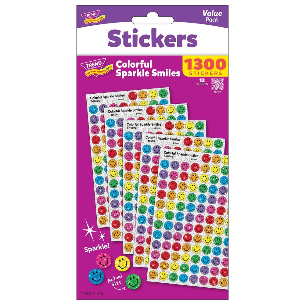 Colorful Sparkle Smiles Stickers Value Pack (1300 Stickers)