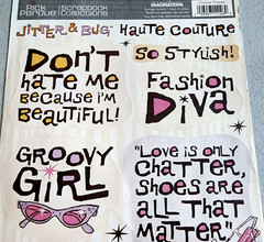 Creative Imaginations Couture Phrases Die Cut Stickers Shopaholic 2006 12″