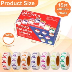 7000pcs Days of The Week Stickers Colored Dot Food Labels Removable Date Labe…