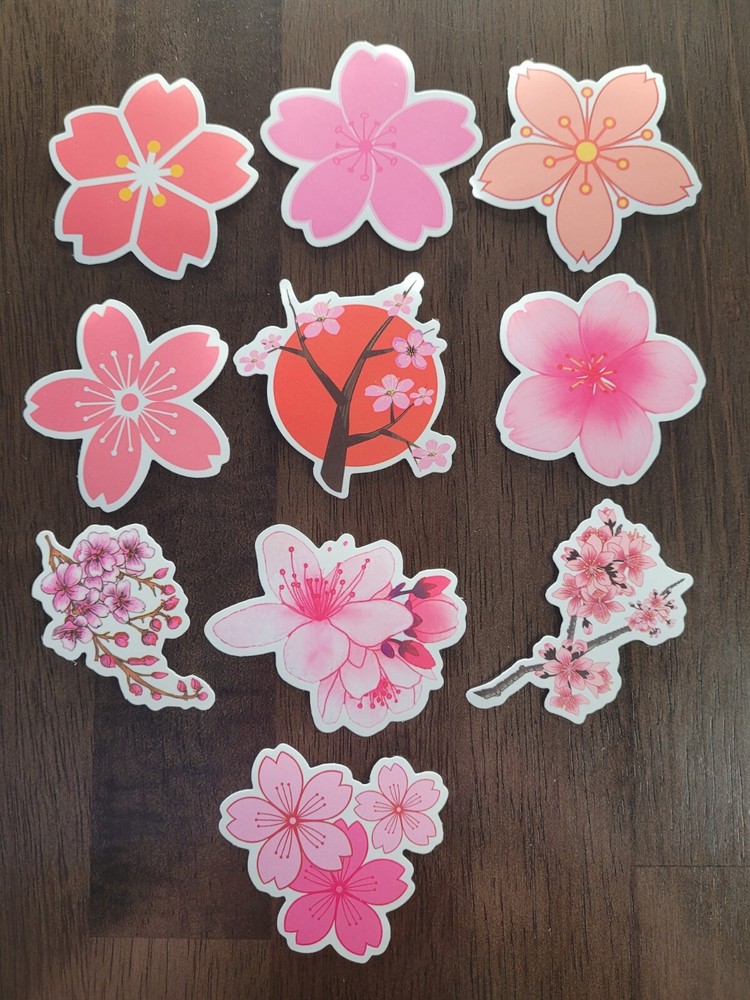 STICKERS x 10 Flowers Pink Cherry Blossom Orchid Tree Sticker CHE4