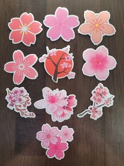 STICKERS x 10 Flowers Pink Cherry Blossom Orchid Tree Sticker CHE4