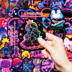 10/30/50PCS Kawaii Neon Lamp Sticky PVC Sticker Phone Aesthetic DIY Decoration S