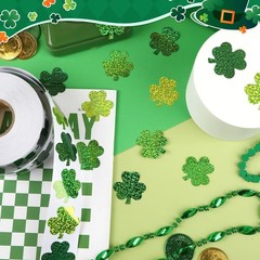 800 Pcs St. Patrick’s Day Stickers, Glitter Shamrock Roll, Multicolor, Vinyl, W