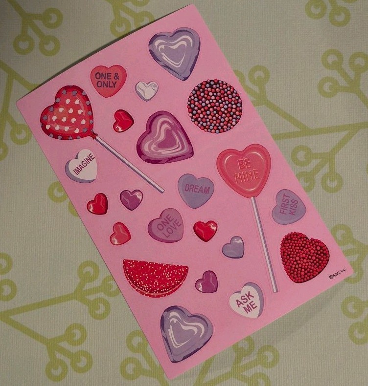 Valentines Day Cute Heart Candy Love Theme Sticker Sheet Junk Journal Crafts
