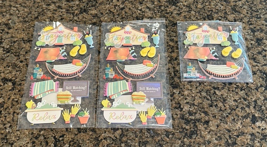 Lot of 2+ Recollections STAYCATION Dimensional Stickers Open Packs