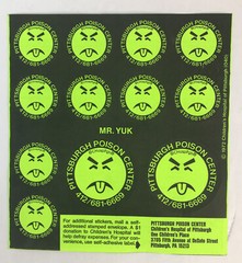 1972 Mr. YUK Pittsburgh Poison Control Center Sticker Sheet Children’s Hospital