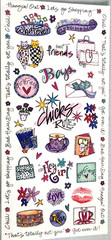 Tie Me To The Moon Girlfriends Clear Stickers 2001 Plum Hill Vintage Retro NOS
