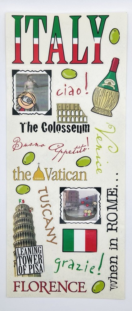 2005 Retired Me & My Big Ideas Italy Stickers 5.5×12 In. Florence Colosseum Pisa
