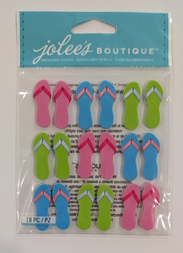 Jolee’s Foam Flip Flops Repeats Beach Pool Summer Scrapbooking Stickers