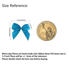 Micomon 50pcs 1.2-Inch Mini Bows for Crafts Satin 3/8″ ribbon, turquoise
