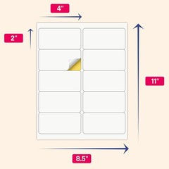 (2″ x 4″) 30 Sheets, Printable White Sticker Labels, Laser/Inkjet Printing – Mat