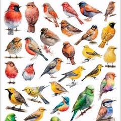 Violette Stickers – Birds – 1 Rainbow Bird Sticker Sheet – Stationery Crafts
