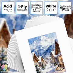 Mat Board Center, Pack of 25, 8×10 for 5×7 White Mats – Acid Free, 4-ply Thic…