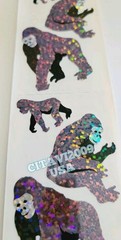 HAMBLY STUDIOS STICKERS PRISMATIC / GLITTER * GORILLAS * PRIMATE RARE VINTAGE