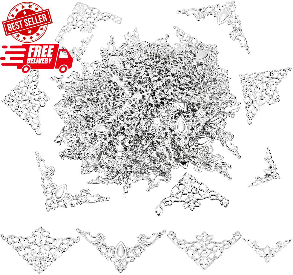 100Pcs Tibetan Silver Metal Book Corners for Jewelry Making and Embellishments