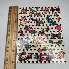 Vintage Lisa Frank Sticker Sheet Lipstick Sunglasses Heels Lips Polka Dots S125