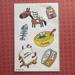 AGC 80s 90s Vintage Sticker Sheet Sick Snacks 18 Stickers On A Fold Card