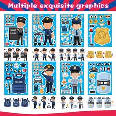 24 Sheets Make Your Own Policeman Stickers, Educational Theme Gift for Kids,