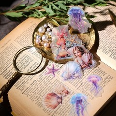 42 pcs Mermaid Translucent Vellum Matte Surface Paper Sticker Scrapbook Craft