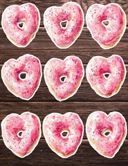 Heart Shaped Donut Die Cut Vinyl Stickers Set Scrapbooking Laptop Water Bottle
