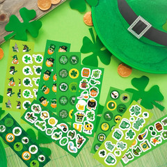100 Sheets Shamrock Stickers, 1140Pcs St Patricks Day Decorations & Accessories